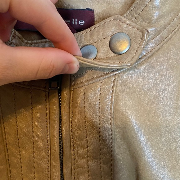Bagatelle Womens Soft Leather Bomber Jacket Size Large Camel Tan Full Zip Biker - Picture 9 of 13